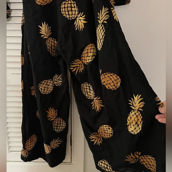 Sugarhill Brighton Pineapple Batik long sleeve wideleg jumpsuit with belt Sz 8 - Picture 5 of 7